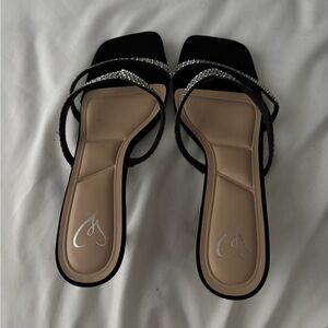 Elegant Black and Silver Women's Sandals